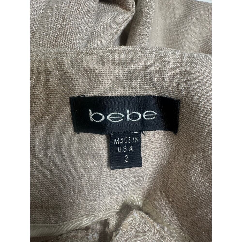 Vintage bebe Pants Made USA Size 2 Taupe Metallic Shimmer Straight Leg Y2K - Picture 8 of 11
